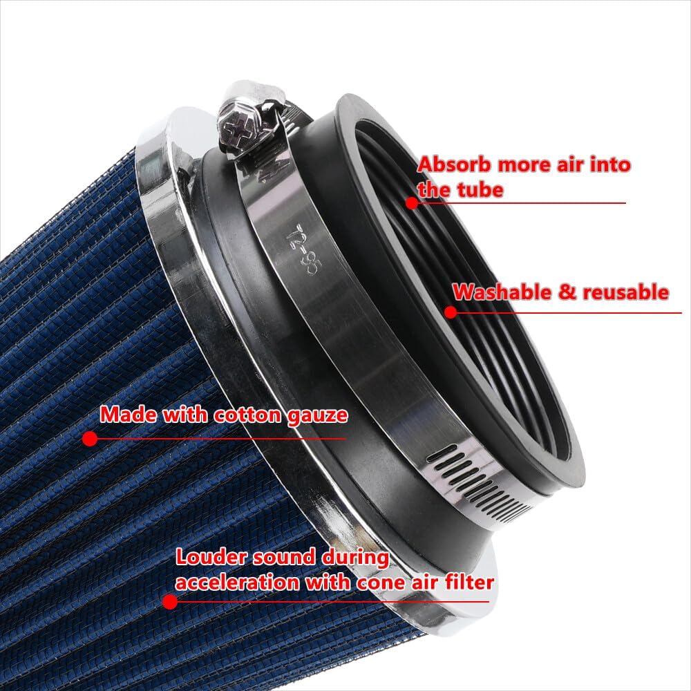 ya 13 9.15 baidi Blue3 76mm High Flow Inlet Dry Air Filter Cold Air Intake Cone Replacement