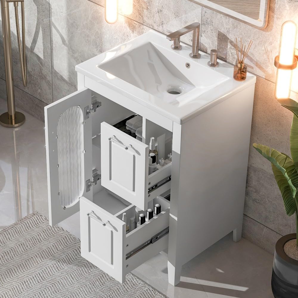 ya 28 10.13 baidi White 24 Bathroom Vanity Sink - 2 Drawers, 1, Adjustable Shelf