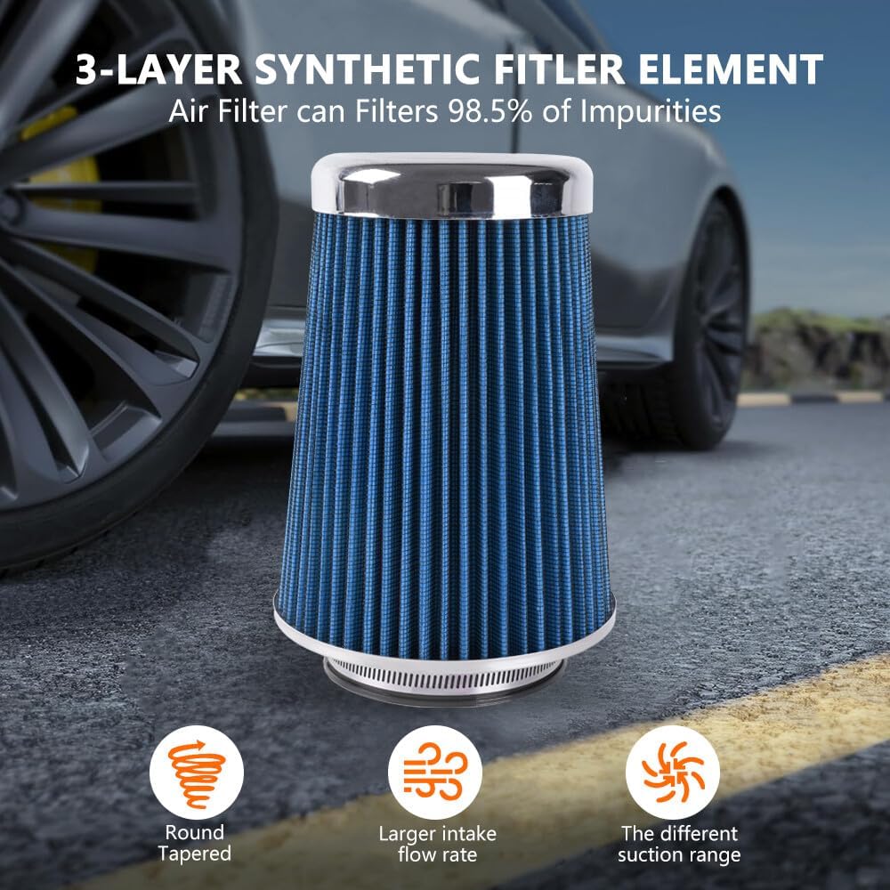 ya 13 9.15 baidi High Flow Per for MAN ce Cold Air Intake Air Filter 3, 3.5, 4 Inlet, 9 Tall