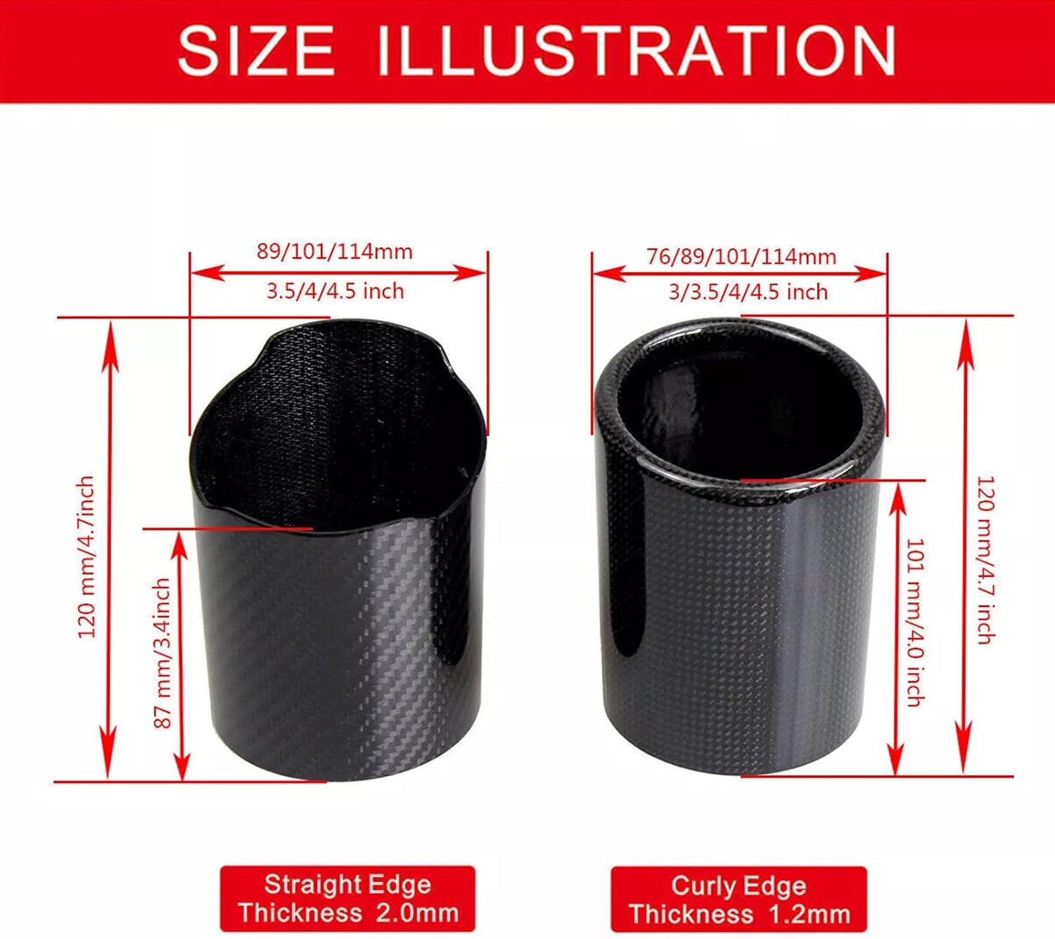 ya 6 8.24 baidi New Carbon Fiber Car Pipe Cover Tip Muffler End Pipe UniversallB