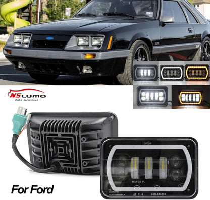 ya 7 8.24 baidi 2 Pack 4x6 Inch LED High/Low Beam DRL Turn Signal Driving Lights for Ford for Mustang GT Probe 