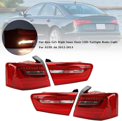 ya 10 9.16 zhengce Car 4pcs Inner Outer LED Taillight Brake Light for AUDI A6 2012-2015 /