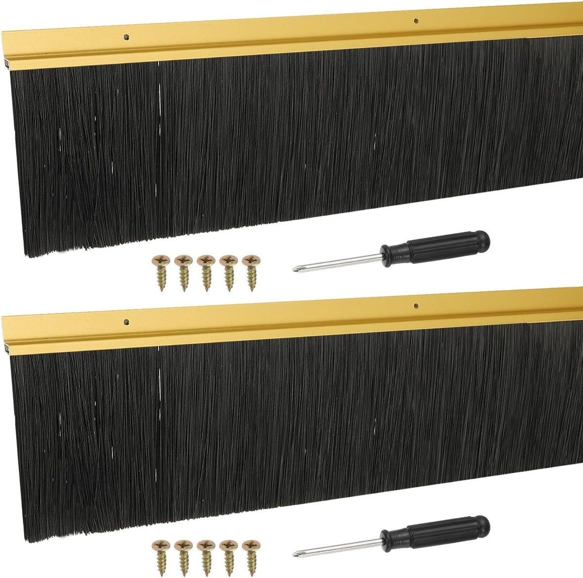 ya 26 10.21 baidi Door Sweep Brush Sweeps 3.1 Black PP Brush 39L x 4.1W -H-Shape(2 Pcs, Gold)