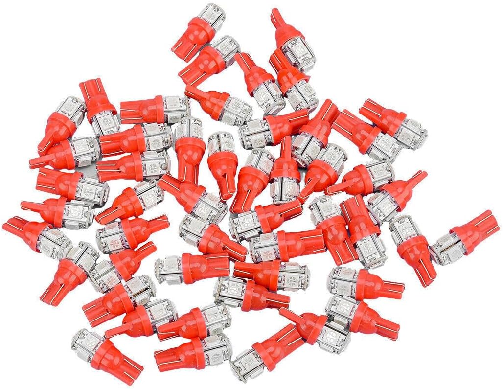 ya 4 8.14 50 Pack Super Red T10 LED Bulbs Internal Number License Plate Light Acc @