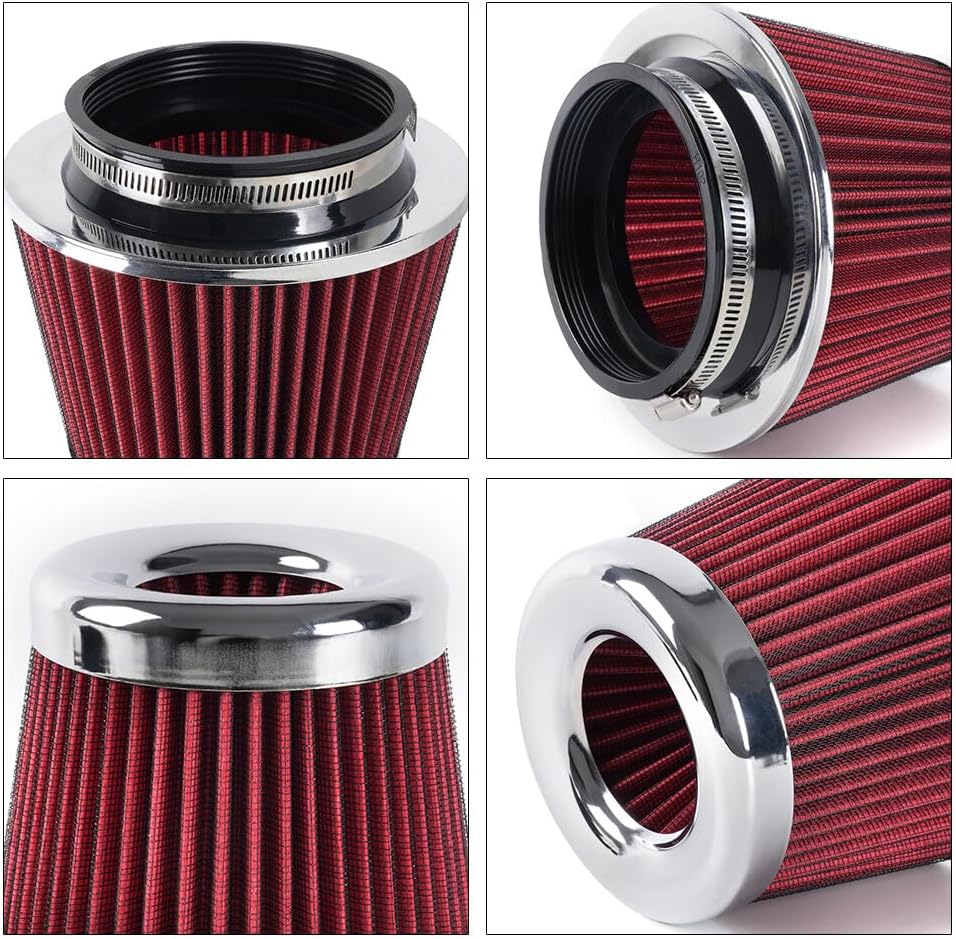 ya 13 9.15 baidi RED High Flow Per for MAN ce Cold Air Intake Air Filter 3, 3.5, 4 Inch, 5 Tall