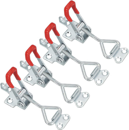 ya 26 10.21 baidi 4 Pcs Toggle Latch Clamp 4001 Carbon Steel with Lock Hole 220Lbs ing, Silver