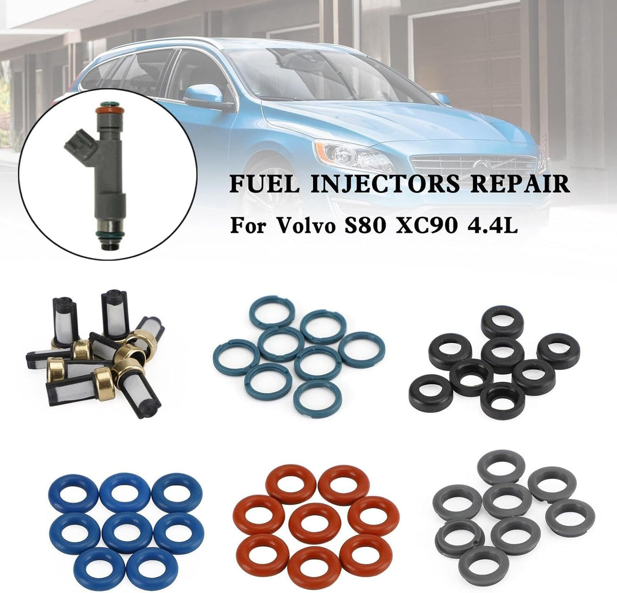 ya 23 10.7 zhengce 8PCS Fuel Injectors Repair Seal Kit Filter Cap FJ1073 for Volvo S80 XC90 4c
