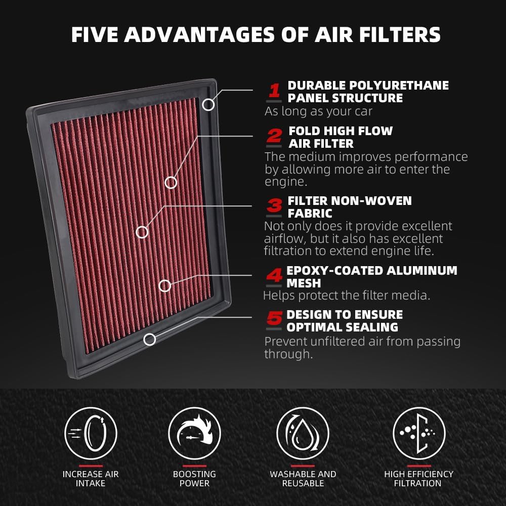 ya 13 9.15 baidi 33-2457 High Flow Replacement Air Filter for Dodge Durango 2016-2023 3.6L 6.4L