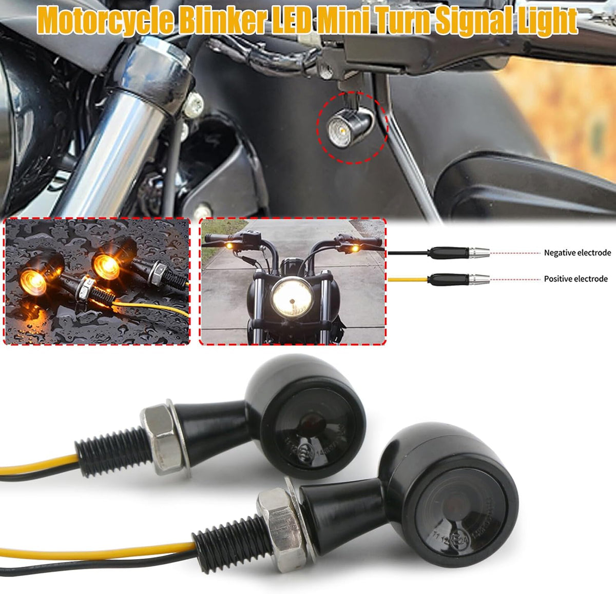 ya 4 8.14 Pair Smoked Motorcycle for Mini Turn Signal Light Blinker for Harley Bobber Racer