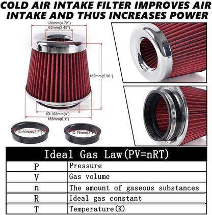 ya 13 9.15 baidi High Flow Per for MAN ce Cold Air Intake Air Filter 3/3.5/4 Inlet 5 Tall Red