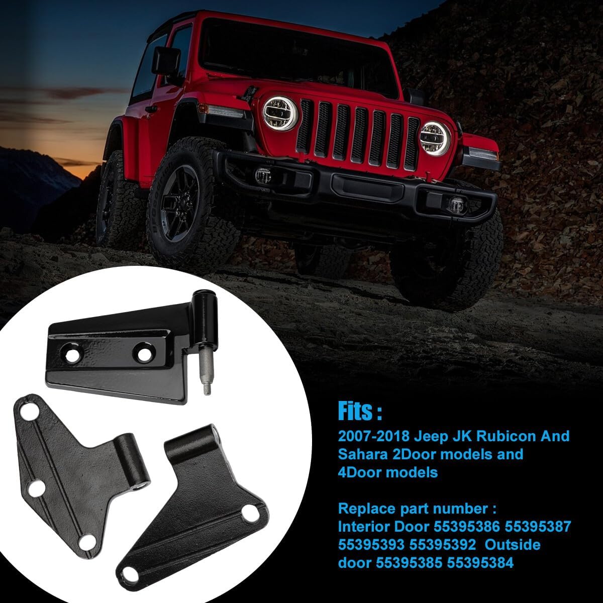 ya 11 9.14 baidiFit 2007-2018 for Jeep for Wrangler JK Body Door Hinge Replacement Set Powder Coat 16pcs