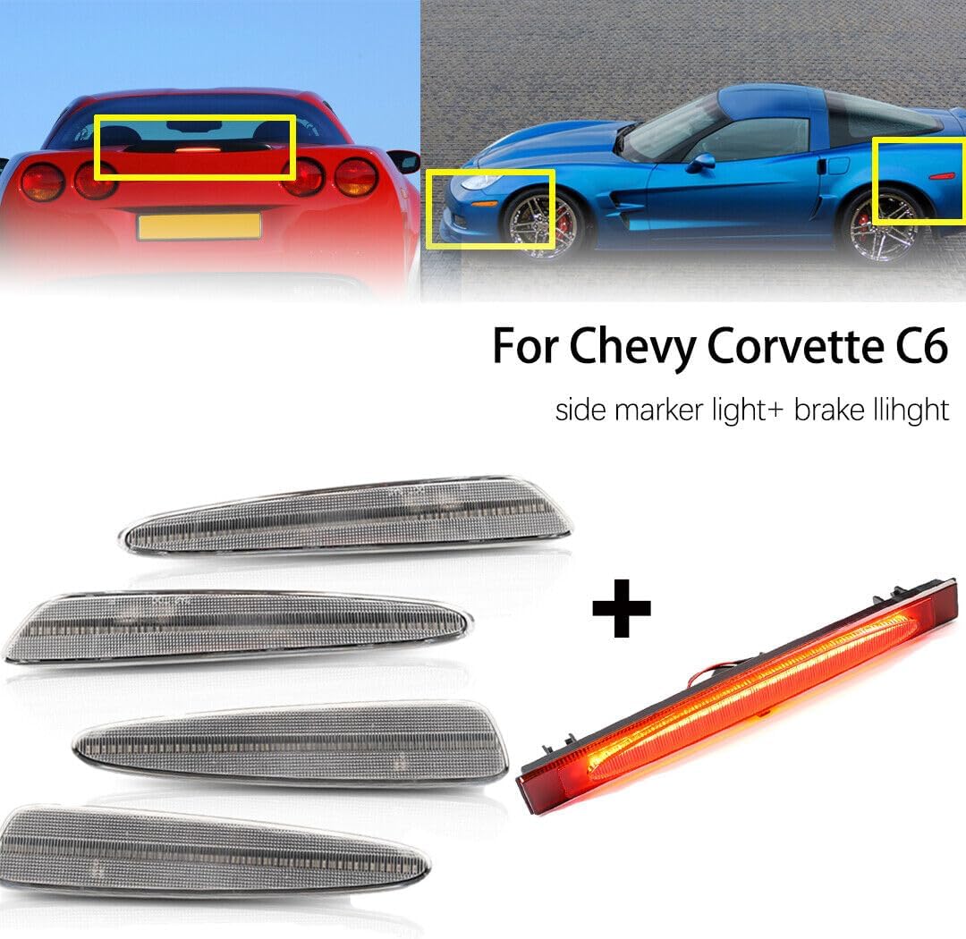 ya 7 8.24 baidi 5x Front and Rear LED Side Marker Lights + Tail Light 3rd for 05-13 for Chevrolet for Corvette C6
