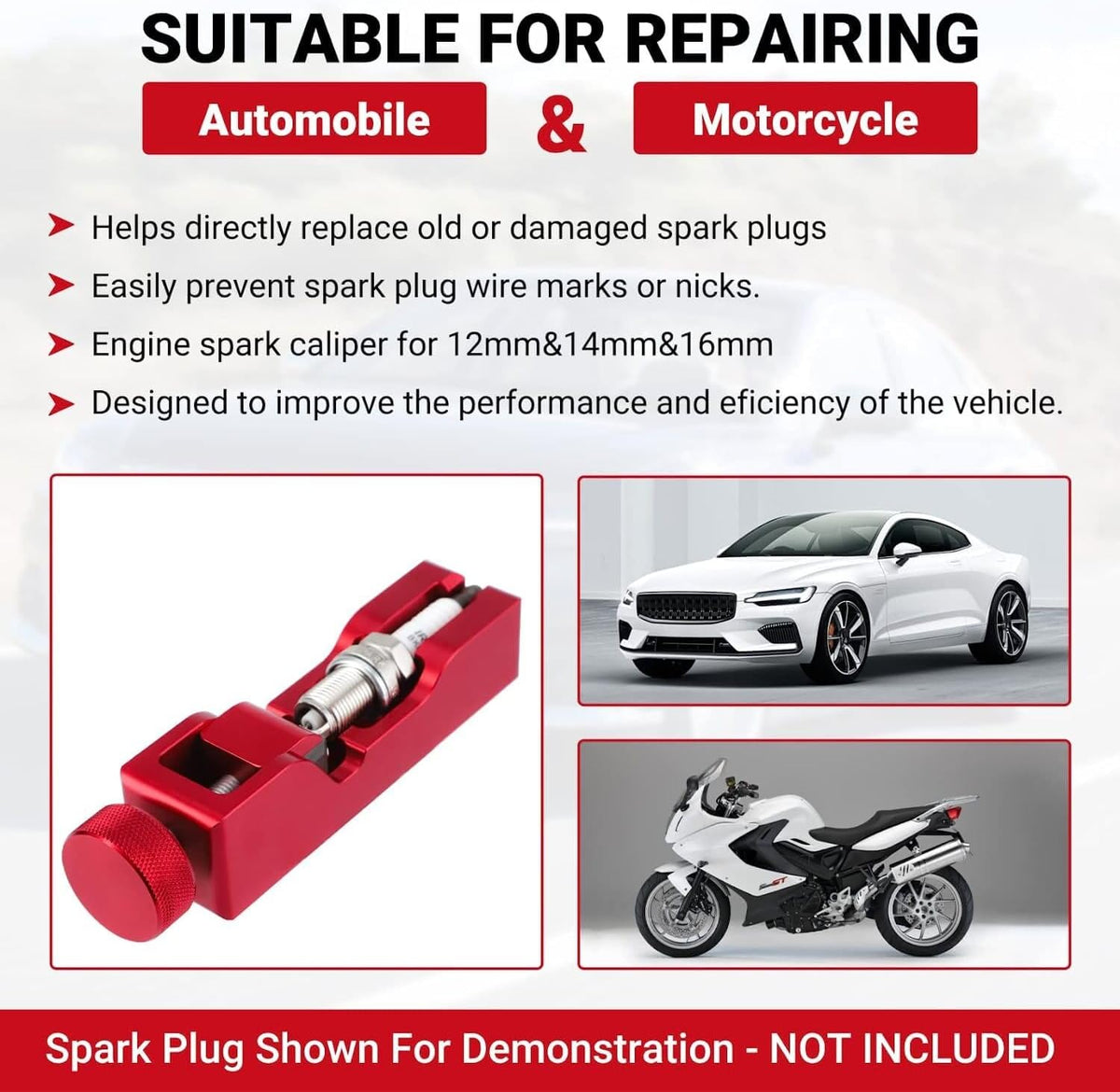 ya 23 10.7 baidi Universal Matte Engine Spark Plug Gap Tool Gapping Gapper 10mm 12mm 14mm 16mm