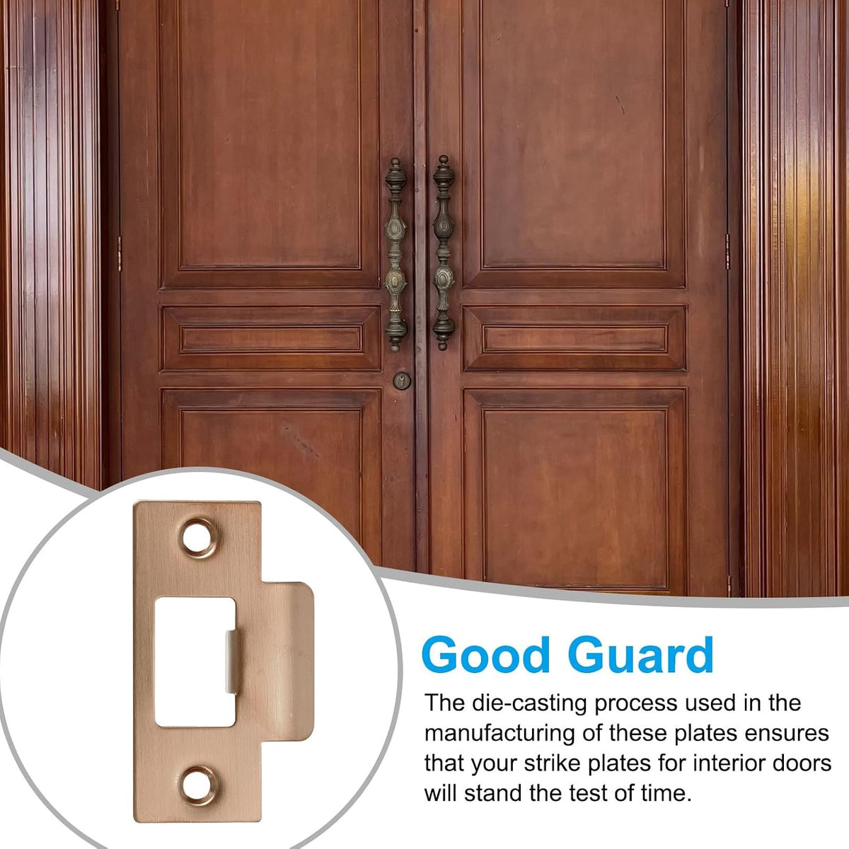 ya 26 10.21 baidi 2-3/4 Stainless T Strike Door Lock Strike Plate with Screw, Rose Gold 1 Pcs
