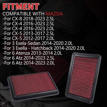 ya 13 9.15 baidi Reusable & Washable High Flow Panel Air Filter 33-2480 For 16-23 for Mazda CX-4