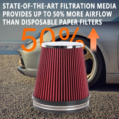 ya 13 9.15 baidi 6 inch 152mm Short High Flow Inlet Cone Dry Filter Cold Air Intake 7 Tall Red