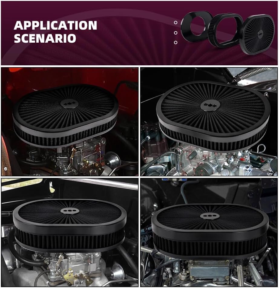 ya 13 9.15 baidi For 5-1/8 Carburetors Demon BK 12Oval Full Finned Air Cleaner Washable Filter