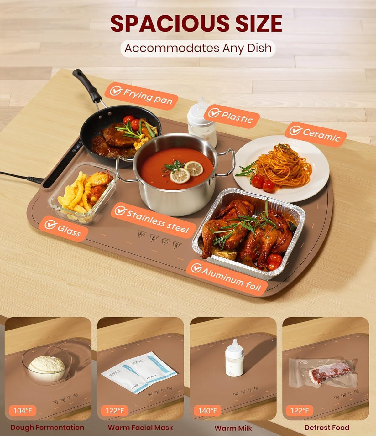 ya 14 9.20 baidi FoodWarming Pad,Silicone Heating Padwith7Temperature Levels andAuto-Off Function-1