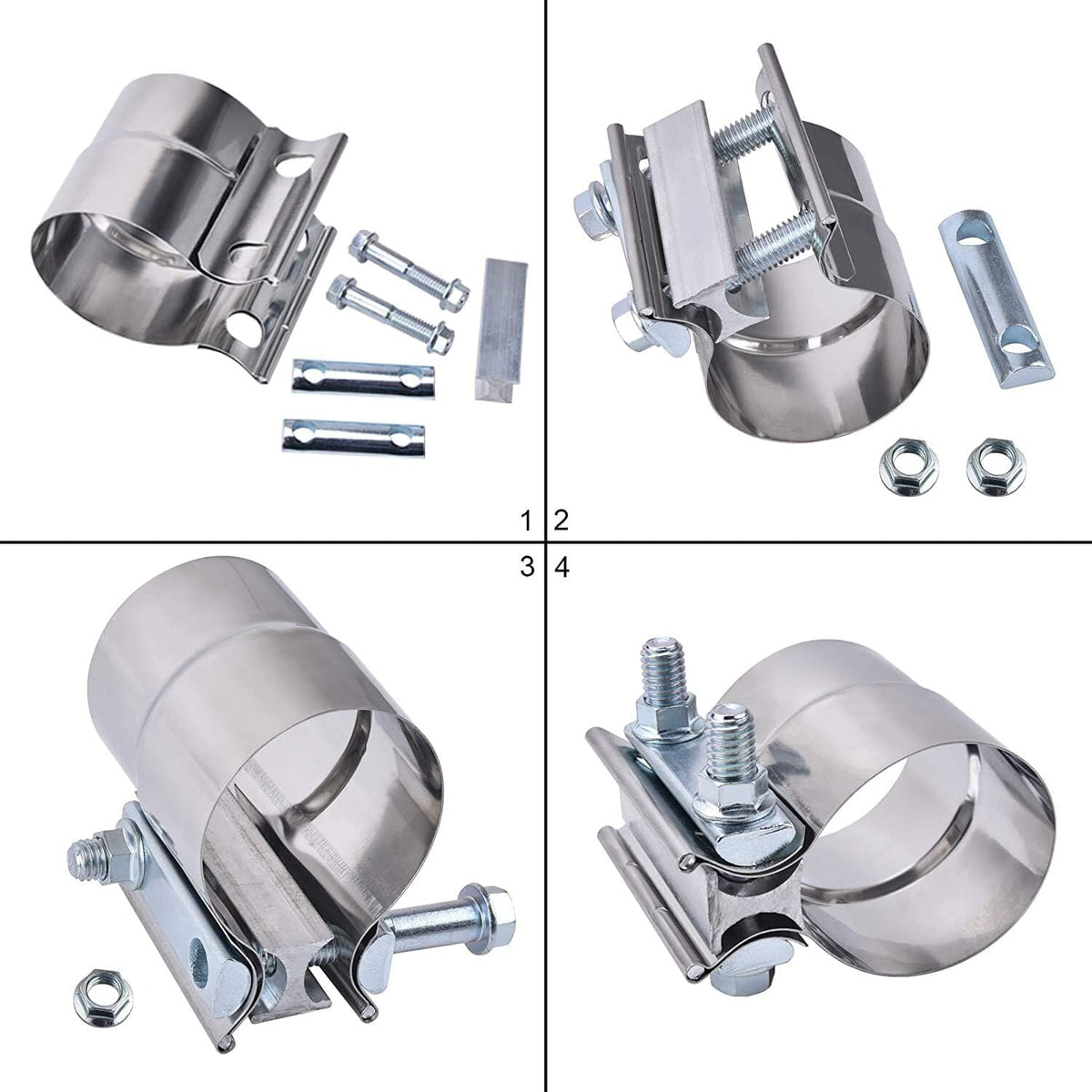 ya 4 8.8.2 2.5 inch exhaust clamp connector with sleeve connector stainless steel pair 