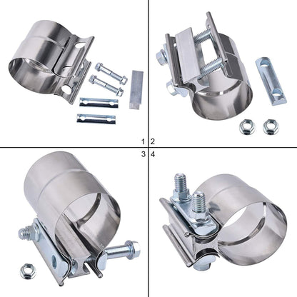 ya 4 8.8.2 2.5 inch exhaust clamp connector with sleeve connector stainless steel pair 