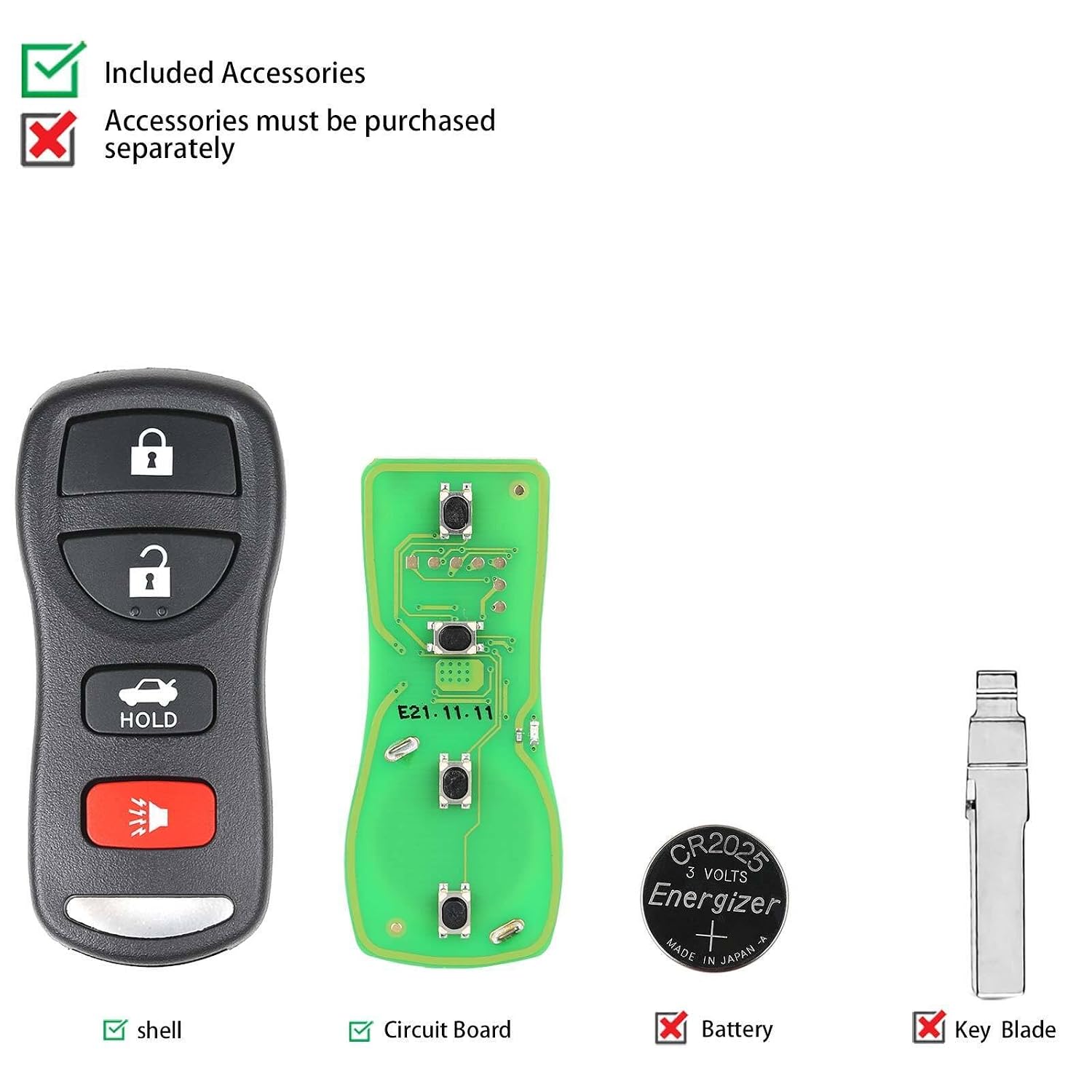 ya 3 8.24 baidi 5Pcs Universal Wire Remote Key for Nissan Separate 4 Buttons XKNI00EN HK