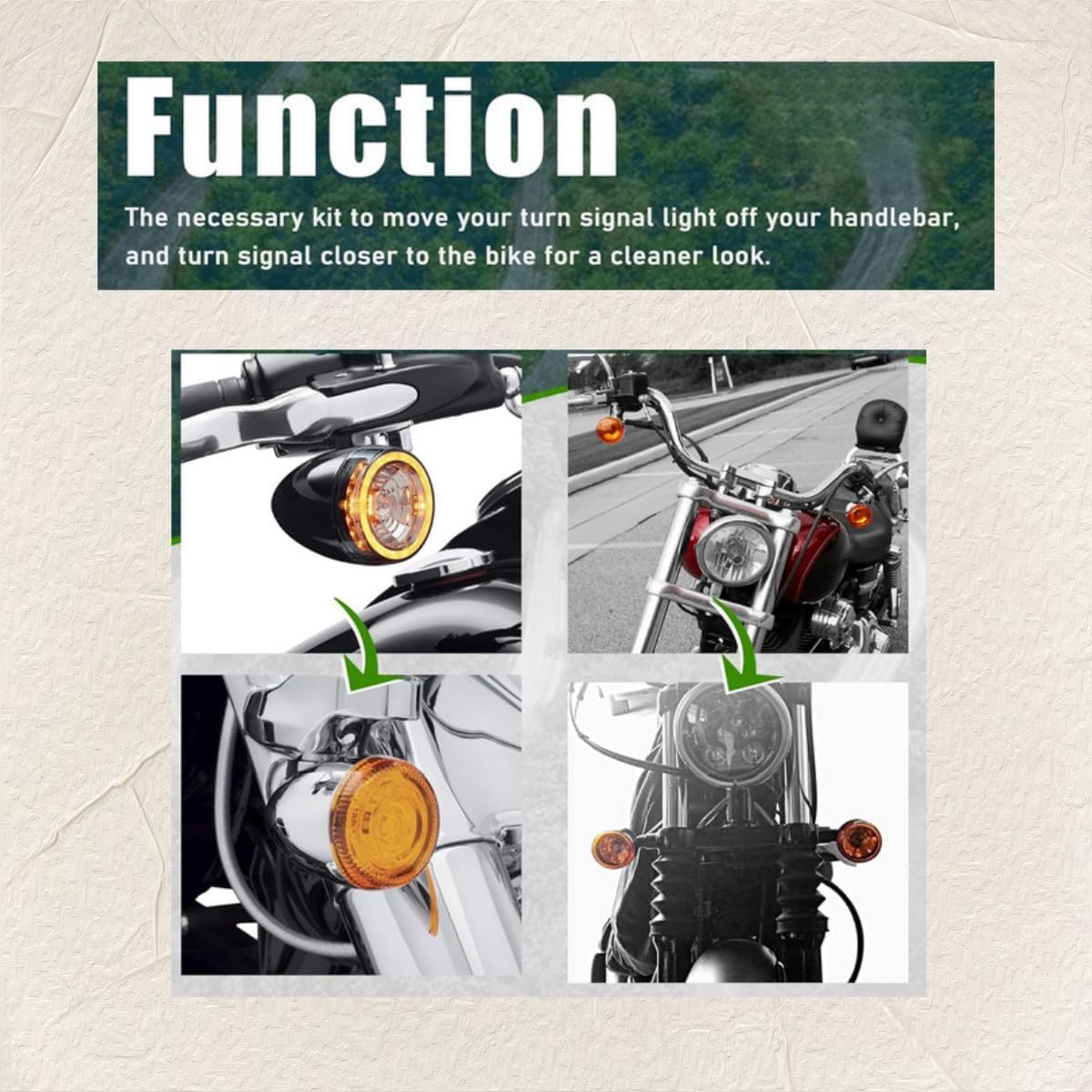 ya 2 8.24 baidi Motorcycle Front Turn Signal Bracket Relocation Kit for Harley Dyna Sportster