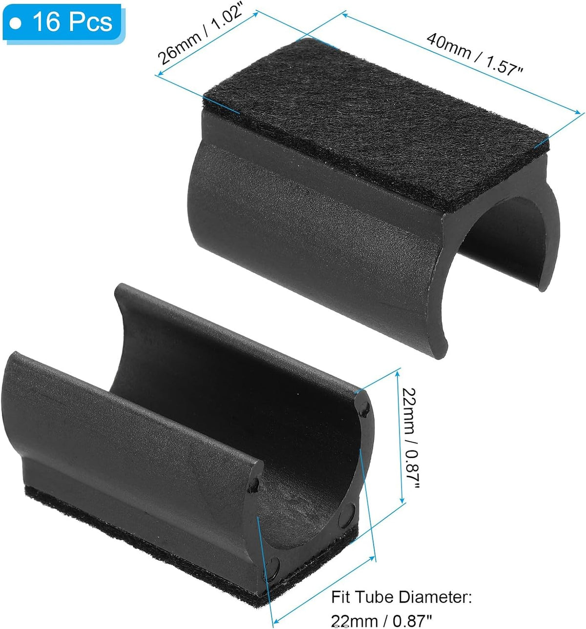ya 26 10.21 baidi 16pcs U Chair Leg Caps, 22mm U Shaped Chair Leg Floor Protector Tangle, Black