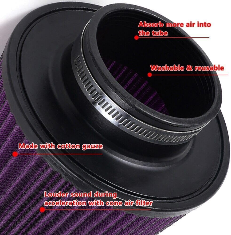 ya 13 9.15 baidi Purple 3 76mm High Flow Inlet Cold Air Intake Cone Replacement Dry Air Filter