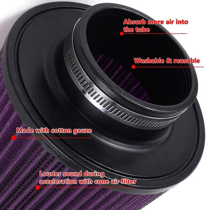 ya 13 9.15 baidi Purple 3 76mm High Flow Inlet Cold Air Intake Cone Replacement Dry Air Filter