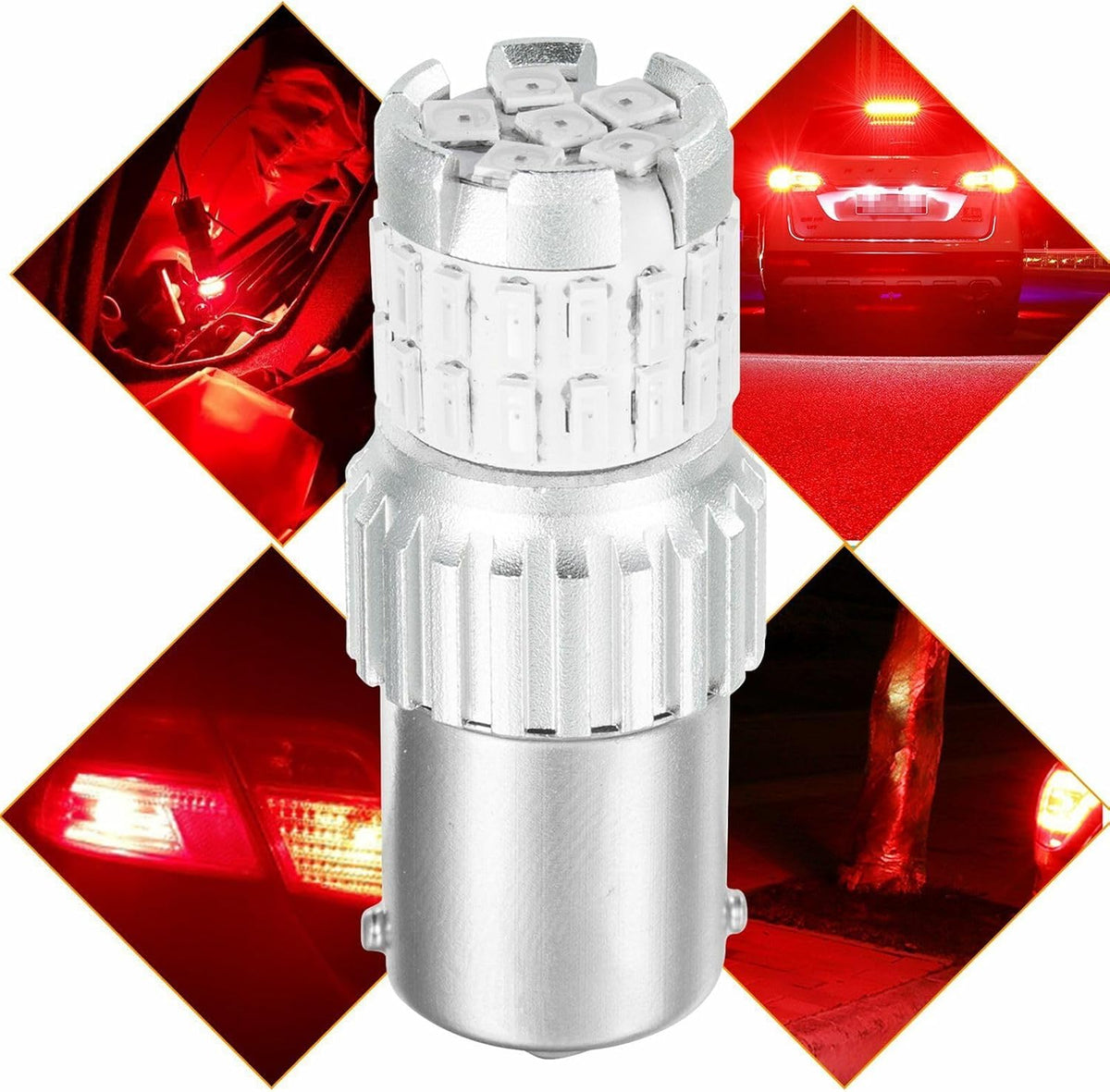 ya 13 9.15 baidi 2 Pack 1156 BA15S P21W Red Car LED Bulb Brake Reverse Backup Parking Light