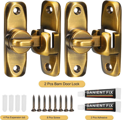 ya 26 10.21 baidi 90/180¡ãBarn Door Lock, 2 Set Zinc Alloy Flip Sliding Door Latches, Brass