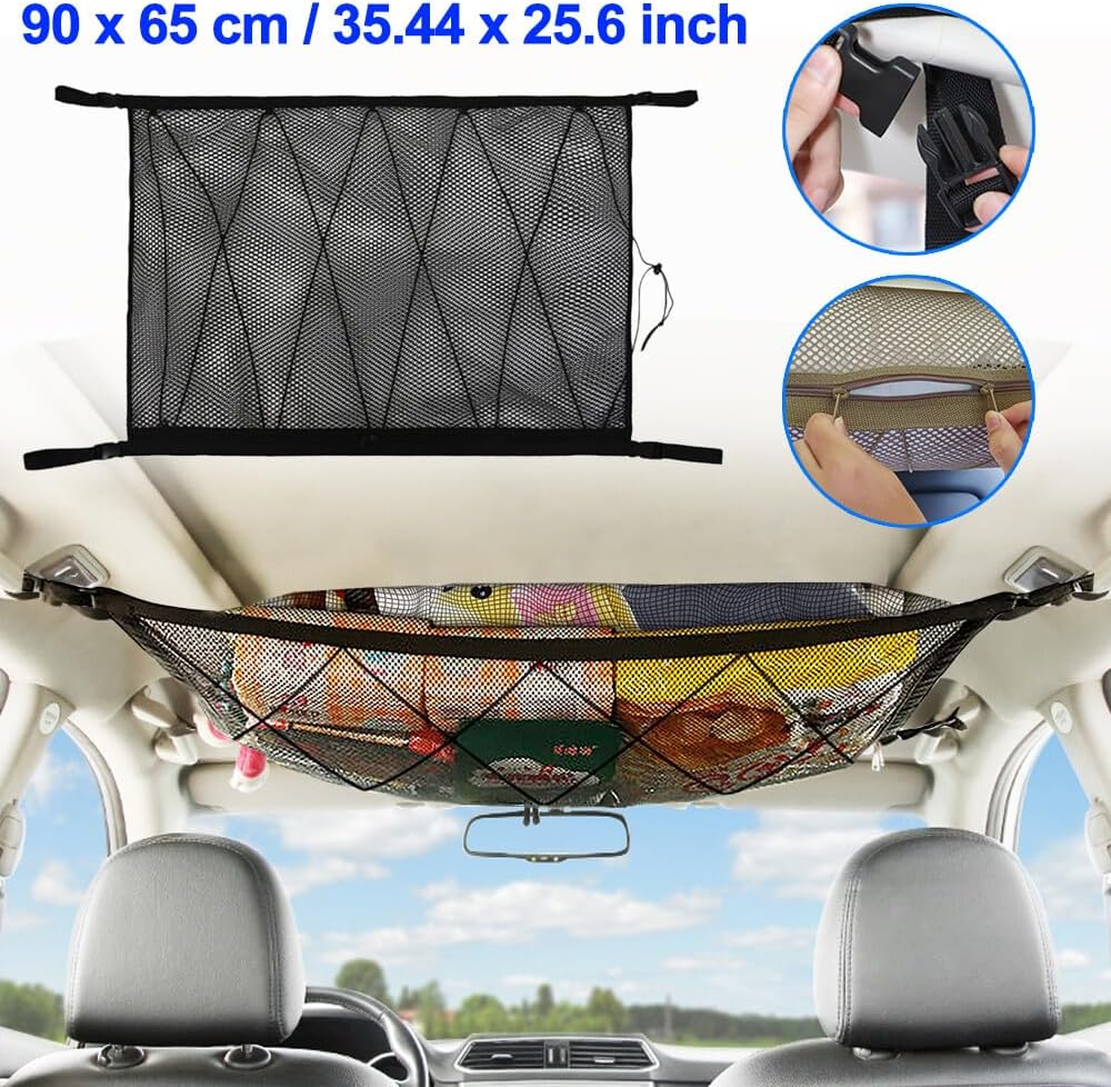 ya 2 8.15 for Buick Accessory Double Layer Ceiling Roof Cargo Net Mesh Storage Bag Pocket