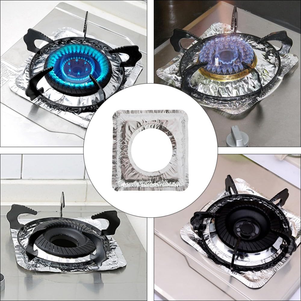 ya 14 9.20 baidi 50 Pcs 1 Bag Practical Disposable Cleaning Pads Gas Oven Covers (Silver)-1