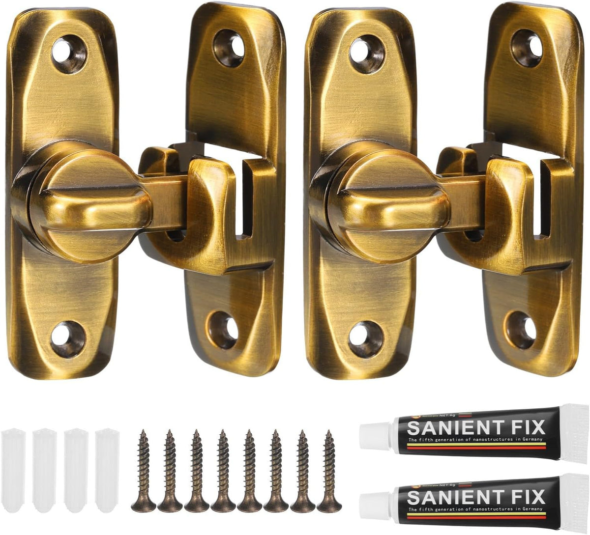ya 26 10.21 baidi 90/180¡ãBarn Door Lock, 2 Set Zinc Alloy Flip Sliding Door Latches, Brass