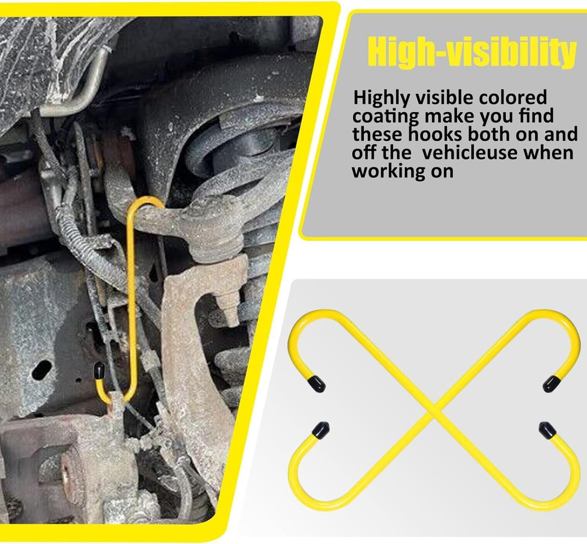 ya 4 8.14 2Pcs Brake Caliper Hanger Hooks Powder Coated Steel Yellow (2 Piece Set)