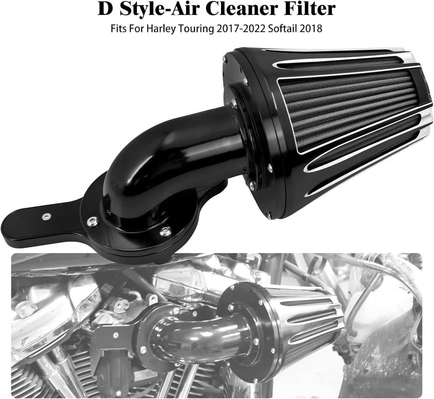 ya 5 8.10 Sucker Air Filter Cleaner Gray Intake for Harley Touring Street Road Glide 17-25