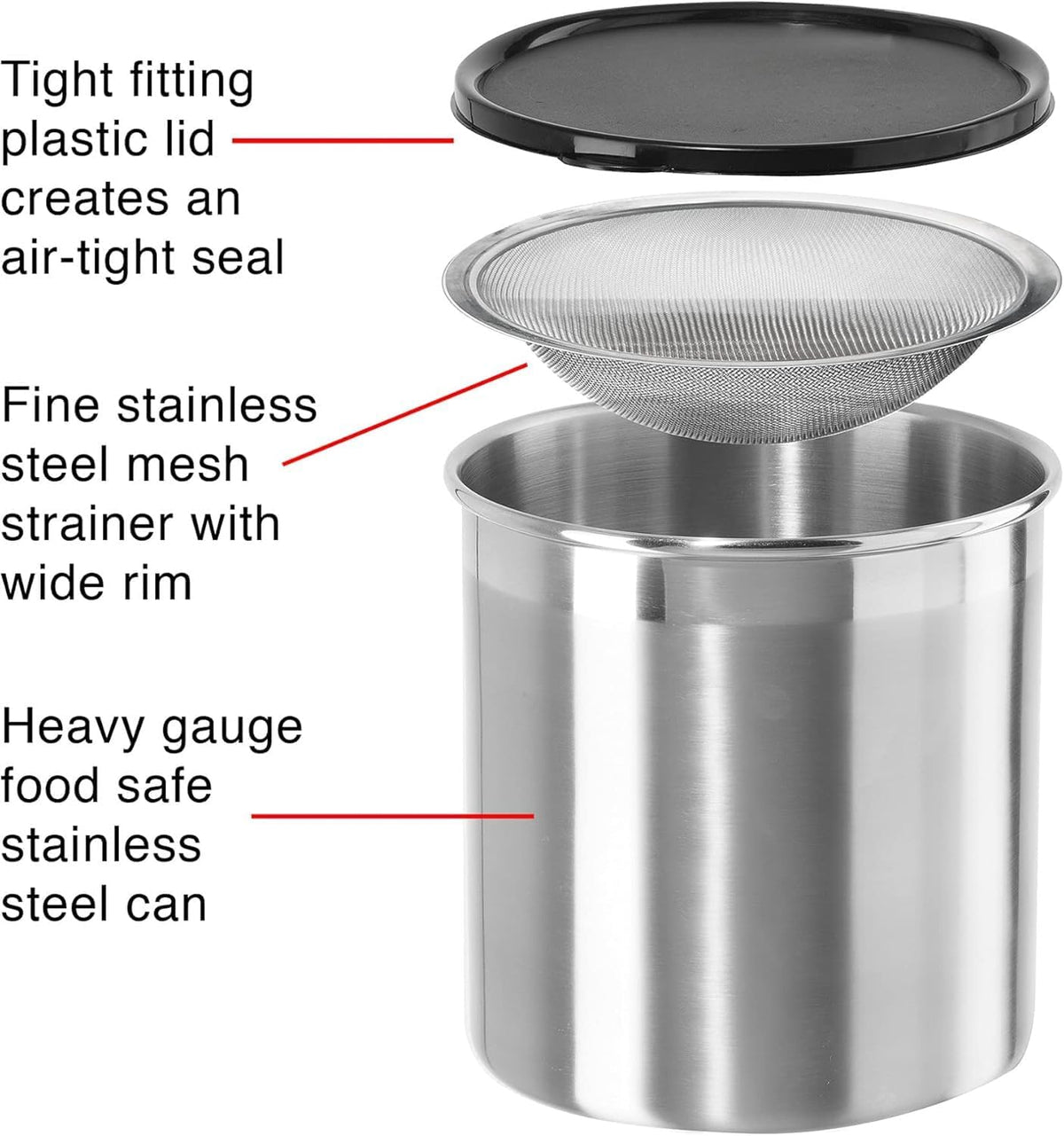 ya 14 9.20 baidi Stainless steel grease container with removable strainer and sealing lid.-1