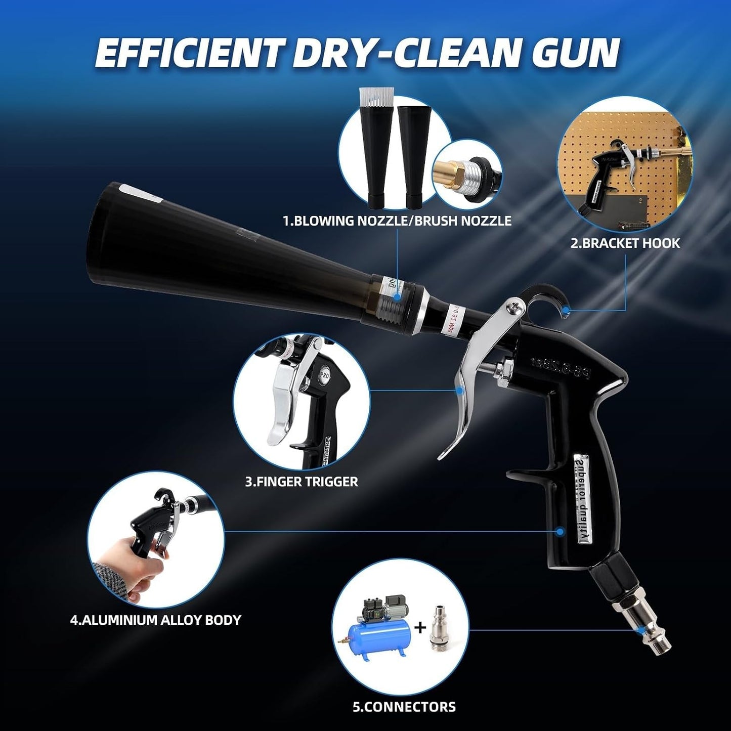 ya 5 8.10 Tornado Car Cleaning Gun Vortex Air Blow Quickly Remove Gun Surface Dirt & Dust