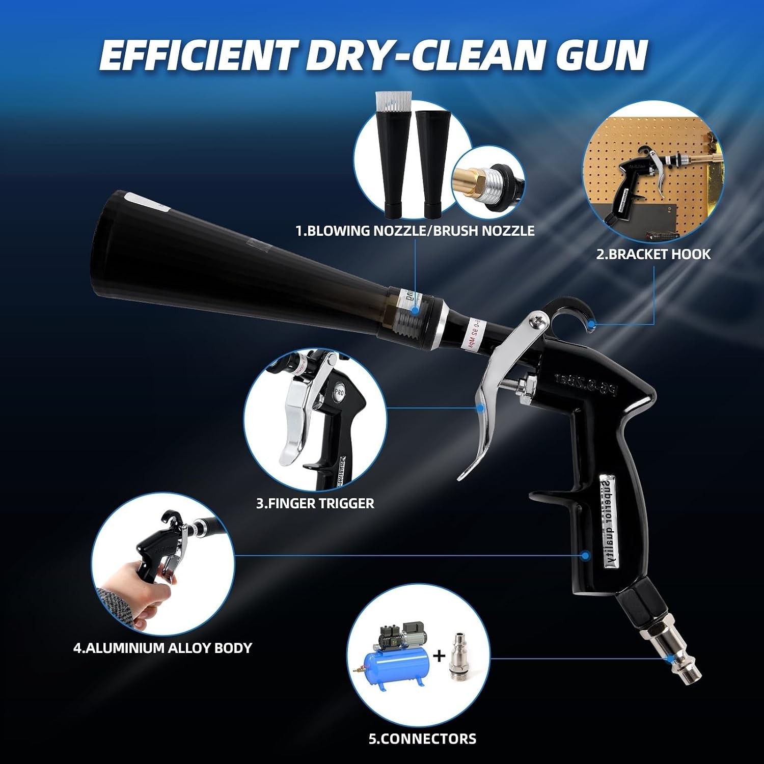 ya 8 8.24 baidi Tornado Car Cleaning Gun Vortex Air Blow Quickly Remove Gun Surface Dirt & Dust