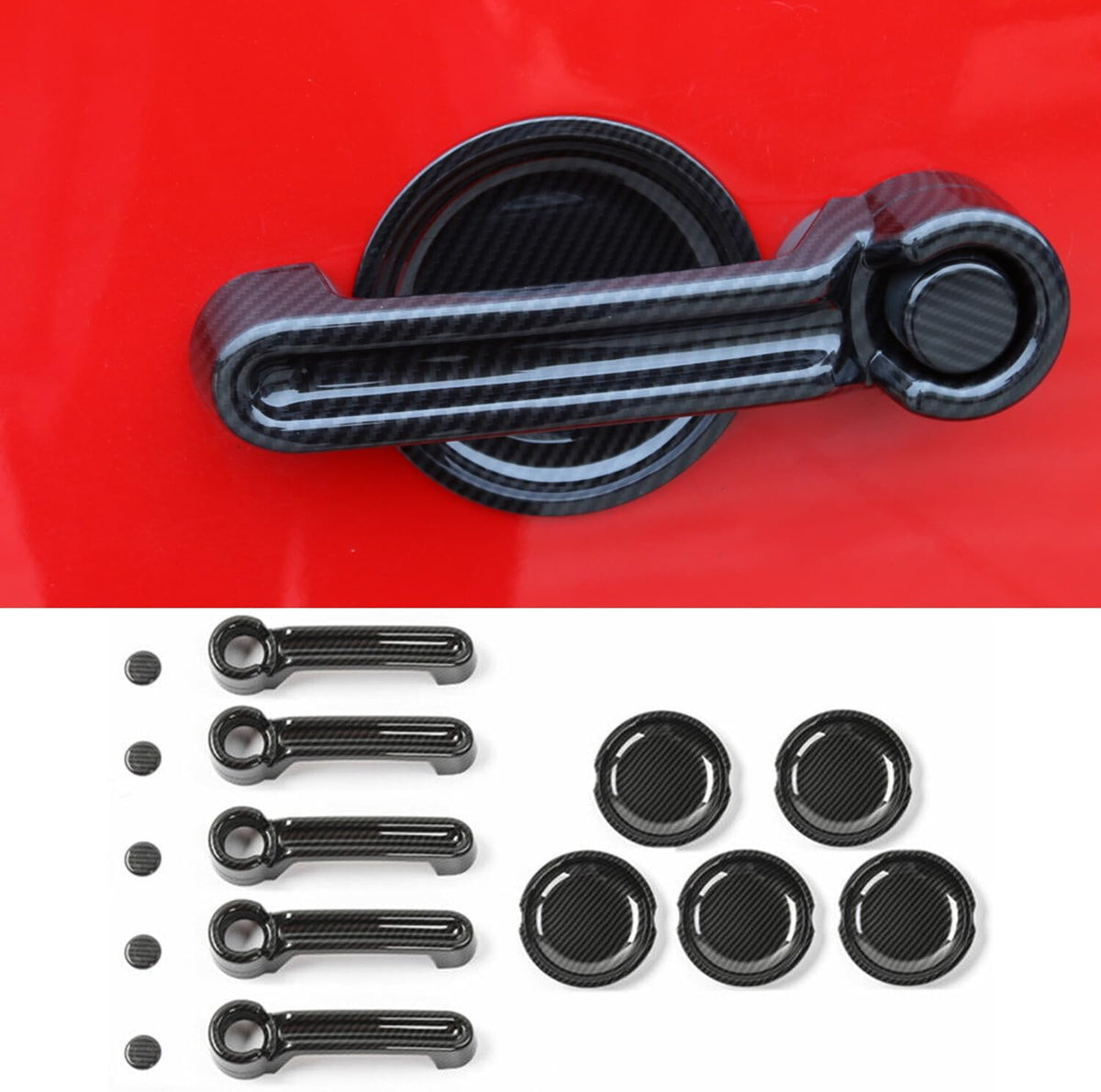 ya 10 9.16 baidi Door Handle Cover Tailgate Handle Trim for 07-18 for Jeep JK for Wrangler Carbon Look