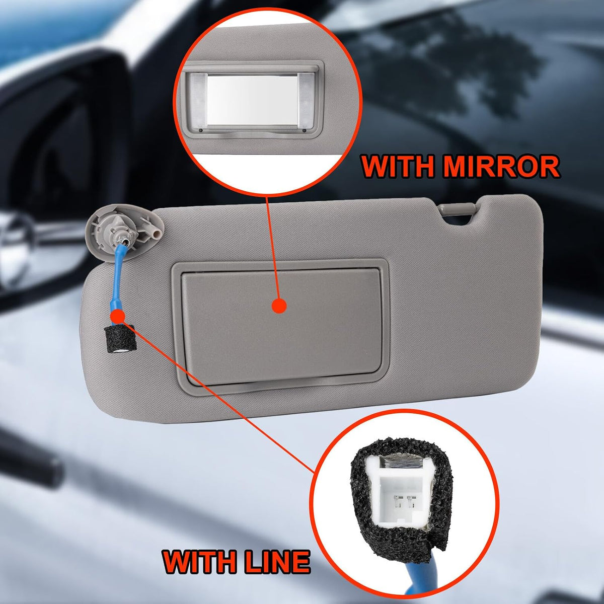 ya 11 9.14 baidiSun Visor Gray for Honda for CR-V Driver Side Interior W/Mirror Light New Left Side