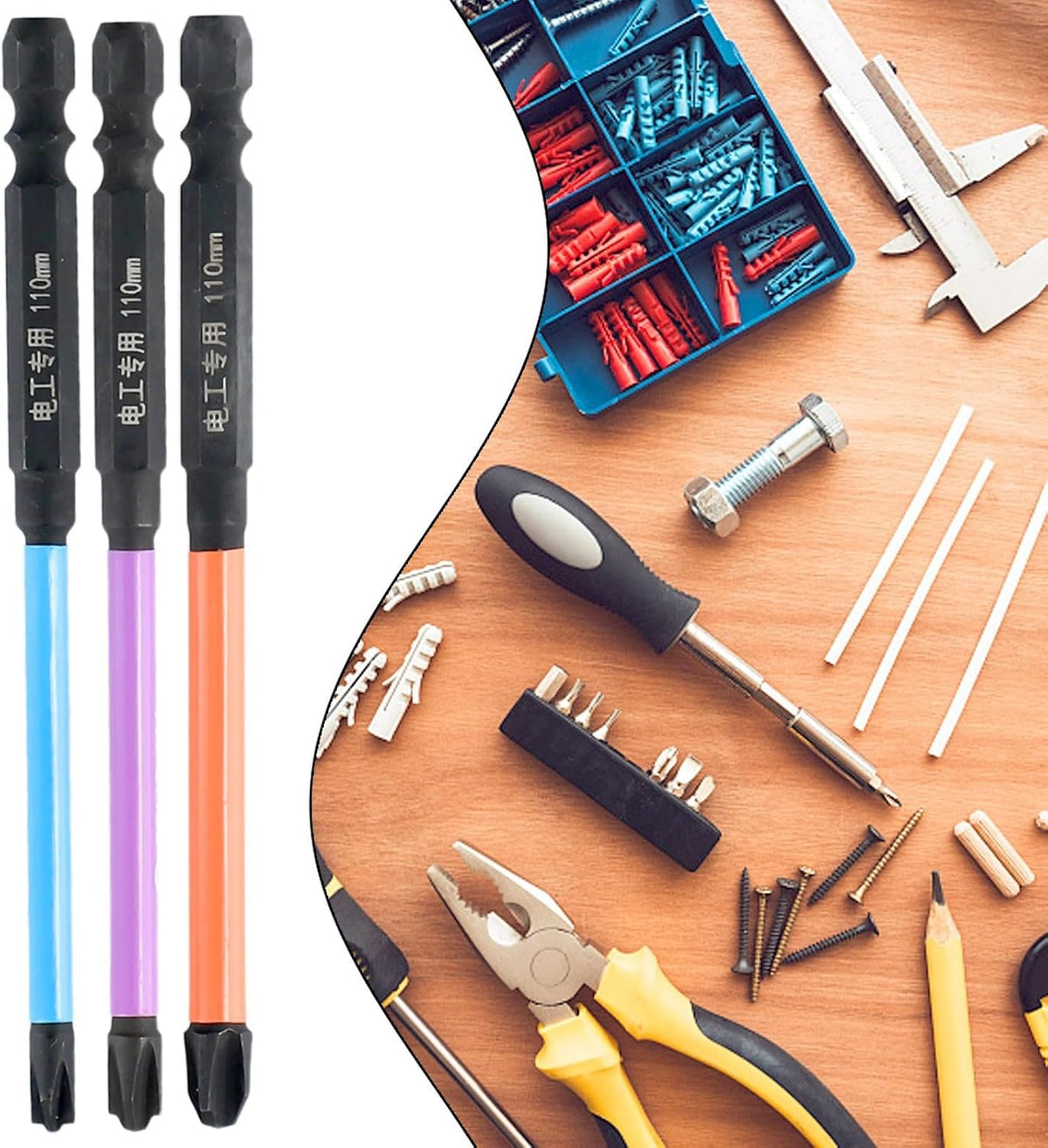 ya 26 10.21 baidi 110mm Magnetic Special Slotted Cross Screwdriver Bit for Electrician PH1 PH2 PH3-2