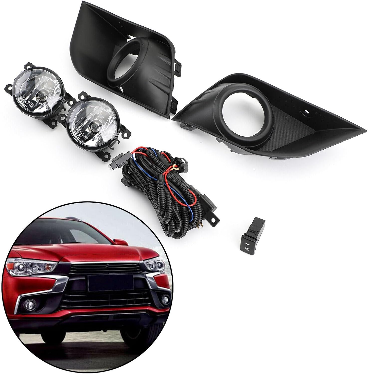 ya 2 8.15 Suitable for Mitsubishi Outlander Sport front bumper fog light kit ASX RVR 2016-2018 BLK