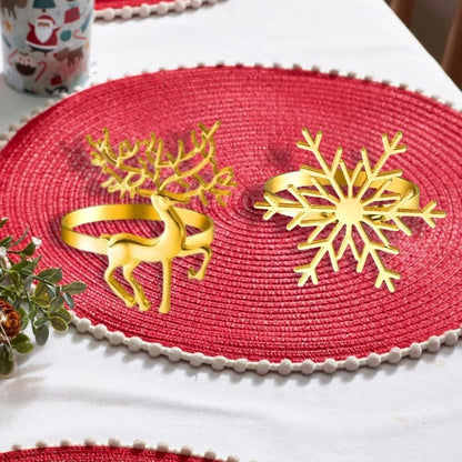 ya 14 9.20 baidi Set of 12 Napkin Rings Theme with Elk and Snowflake for Holiday Decor-1