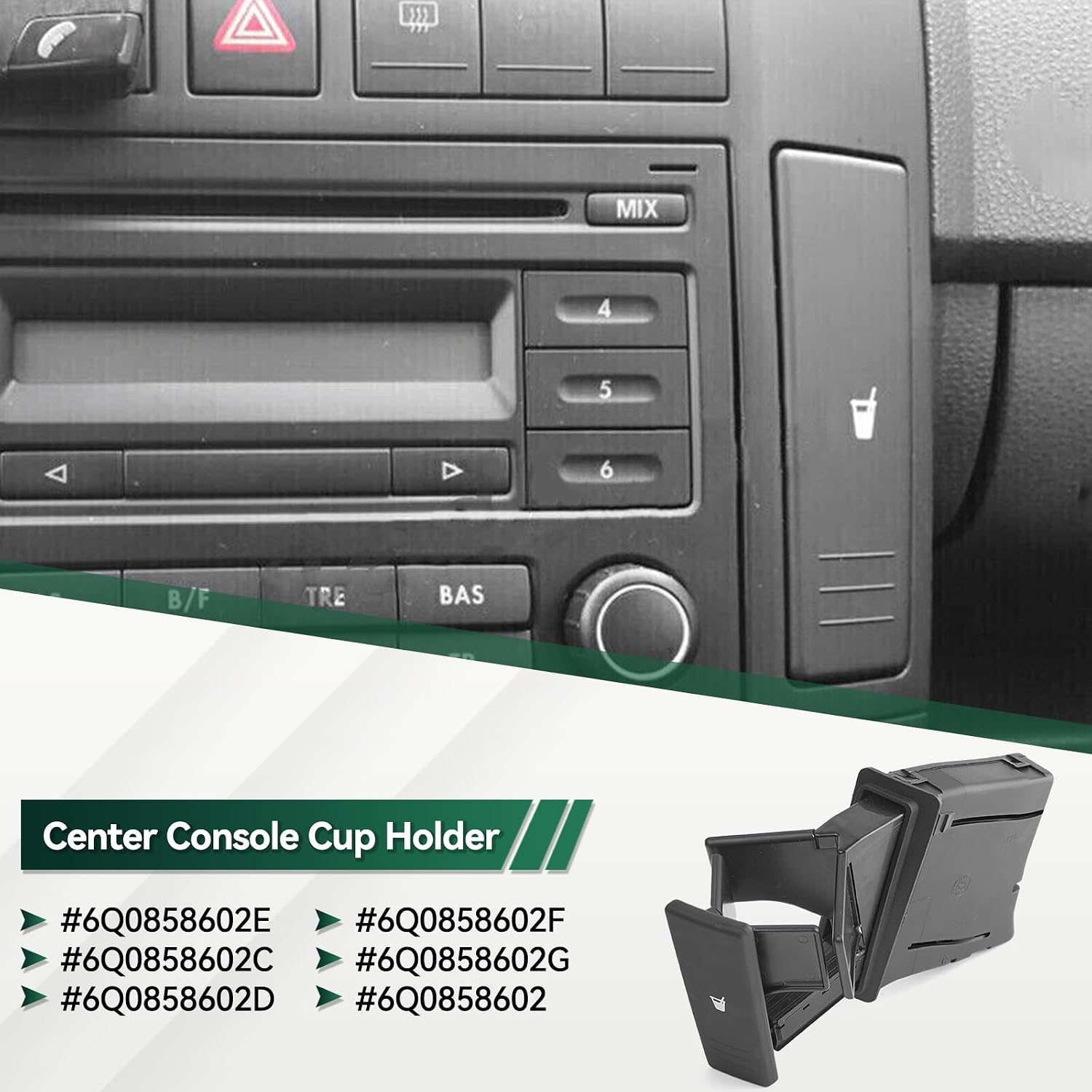 ya 6 8.24 baidi Car Center Console Drinks Cup Holder Dashboard 6Q0858602E for VW Polo 9N 2002-10