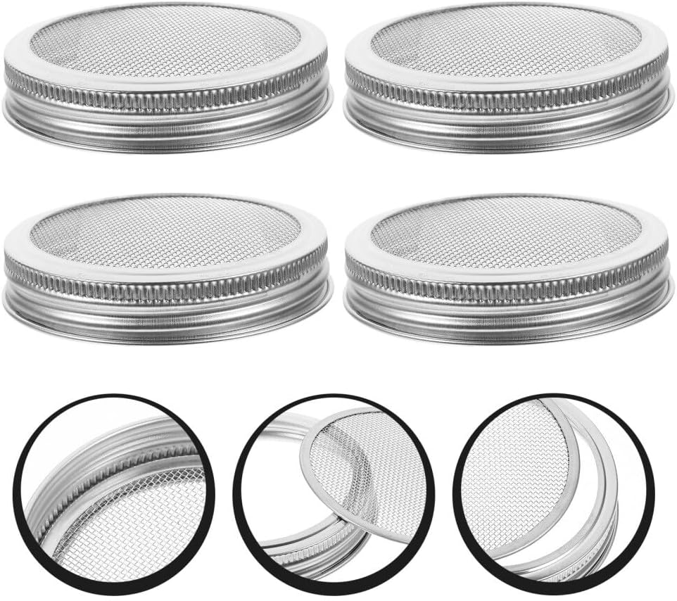 ya 14 9.20 baidi 4pcs Stainless Steel Mesh Sprouting Lid Mason Jar Lids for ing Bean Broccoli-1