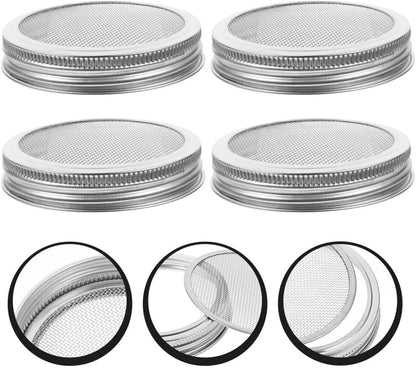 ya 14 9.20 baidi 4pcs Stainless Steel Mesh Sprouting Lid Mason Jar Lids for ing Bean Broccoli-1