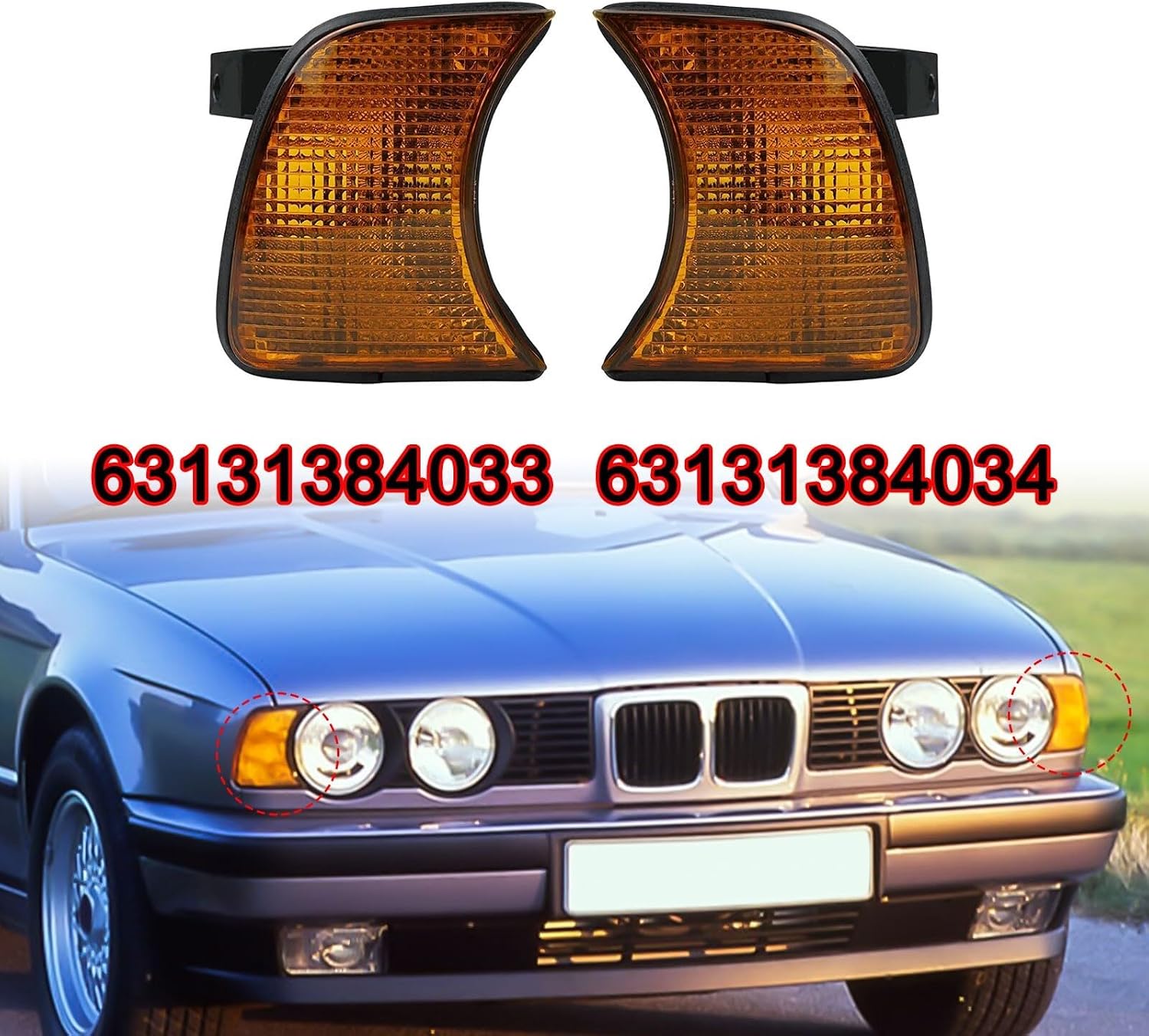 ya 6 8.24 baidi for for BMW 5-Series E34 1989-1995 Corner Lights Turn Signals Light Without Bulbs