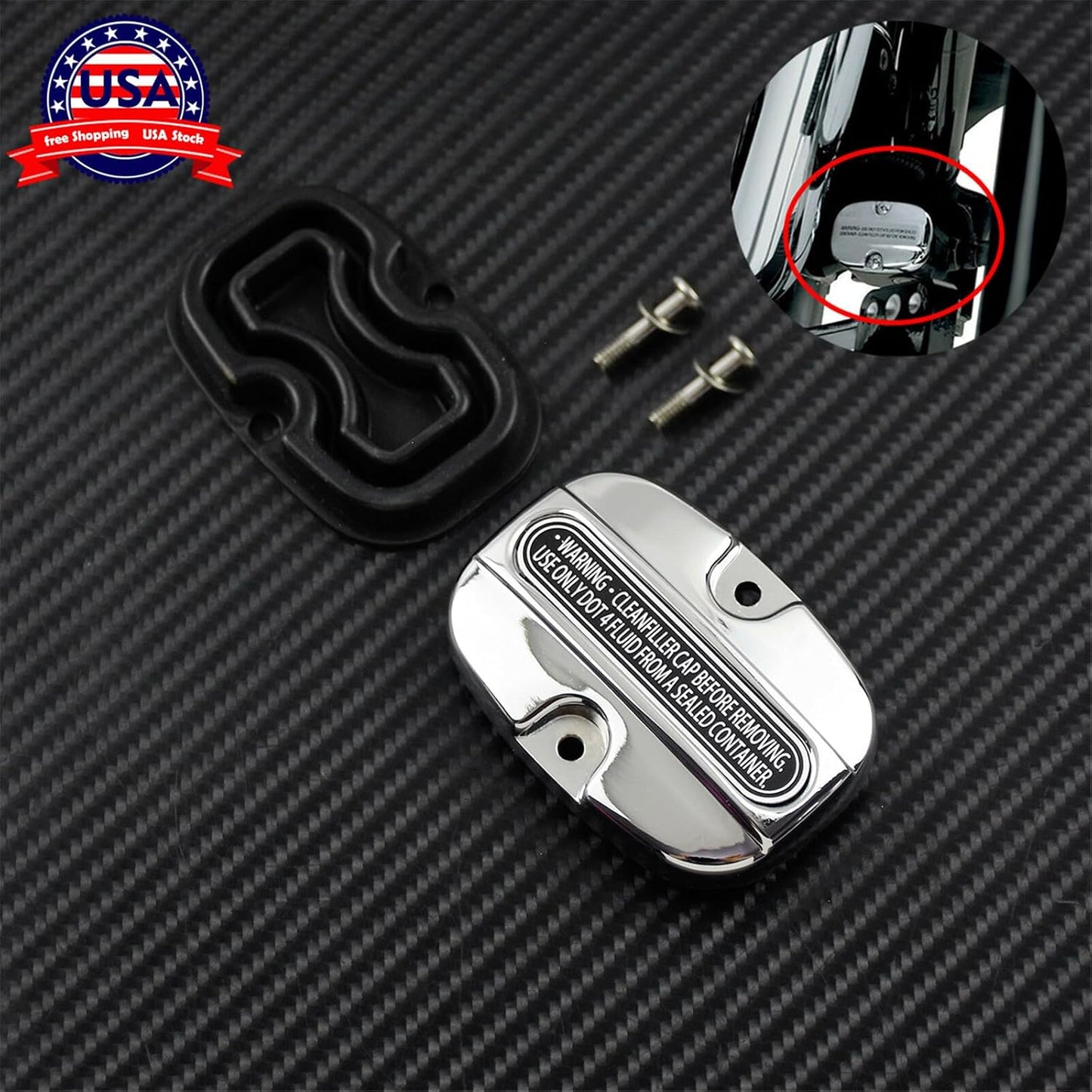 ya 6 8.24 baidi Chrome Rear Brake Master Cylinder Cover w/Gasket Fit For 2008-18 for Harley Touring