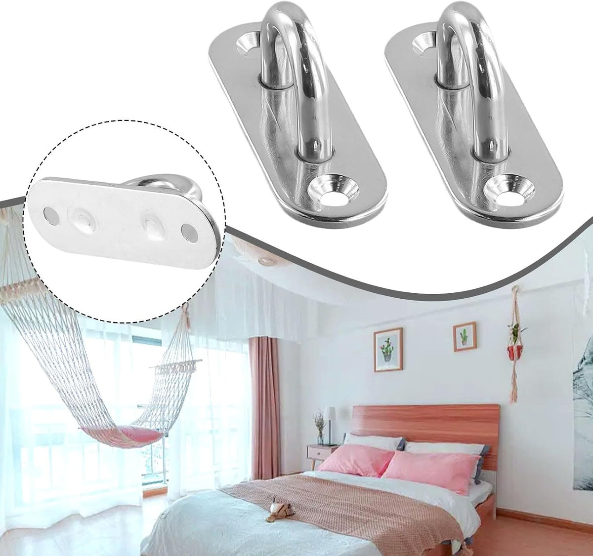 ya 26 10.21 baidi 2¡Á Heavy Duty Stainless Steel Hook Mount Ceiling Fan Chandel Ceiling Hanging Kit
